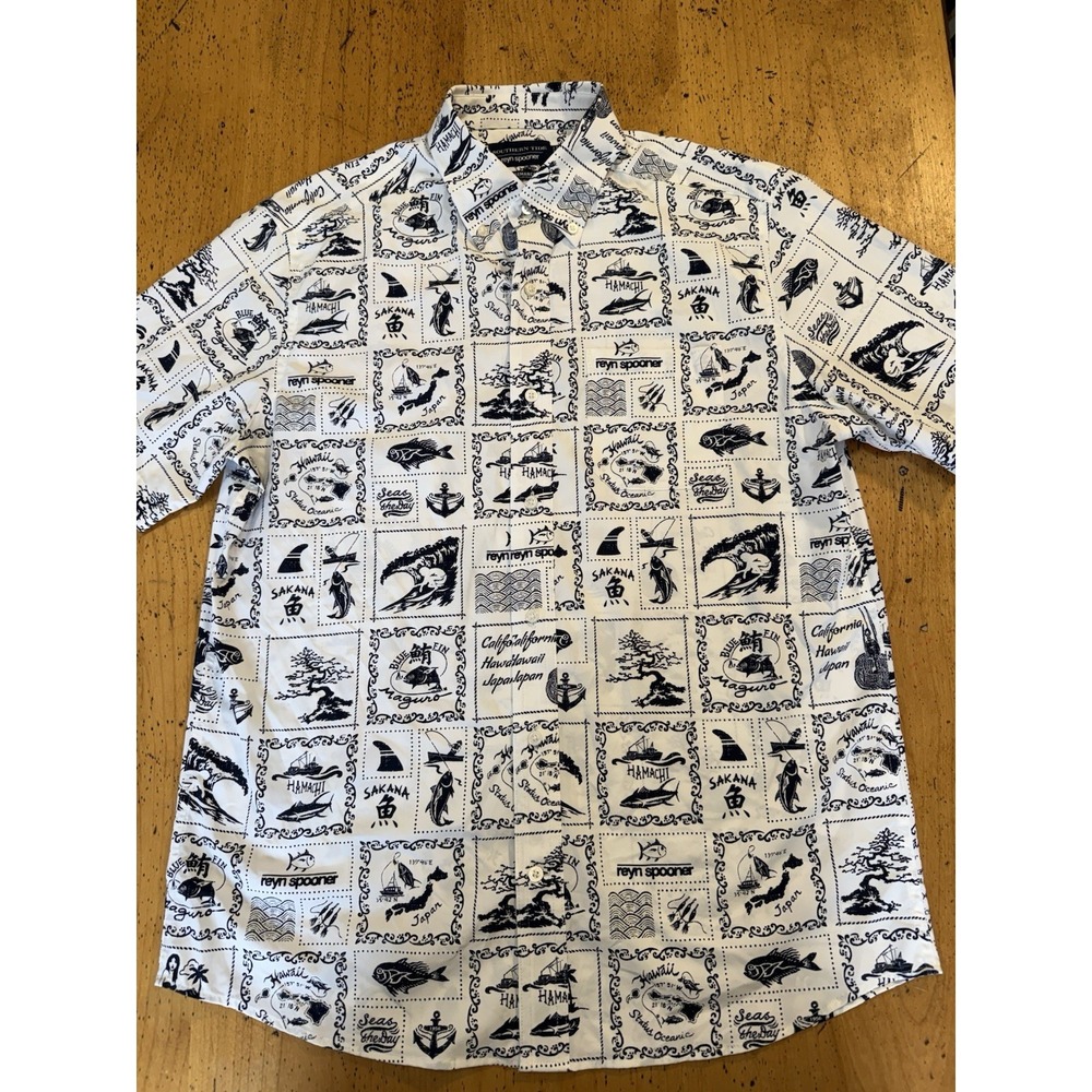 Reyn Spooner x Southern Tide Shirt Mens M White Hawaiian Performance Button Up